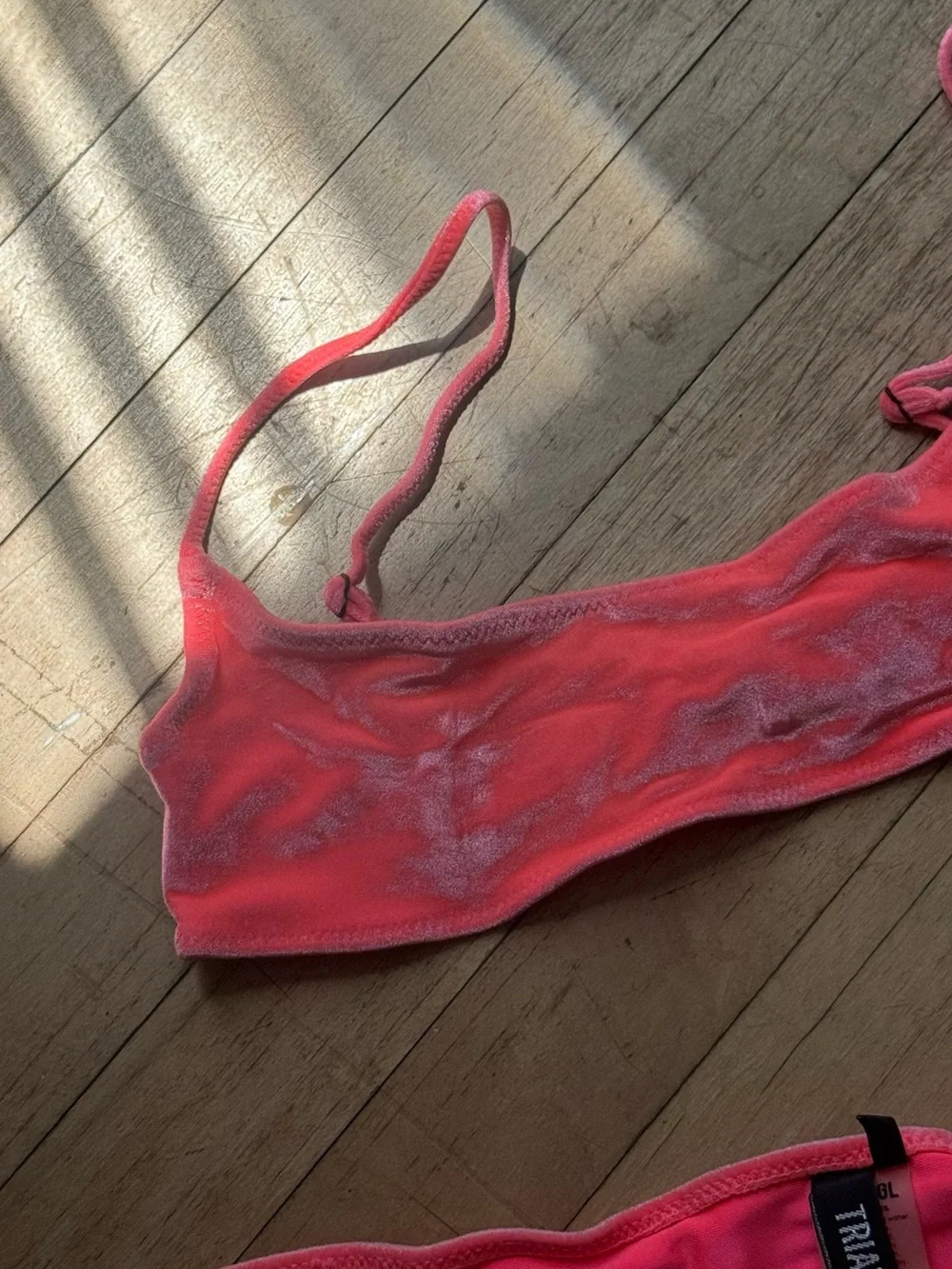 triangl swimwear Neon Pink Velvet Bikini Set